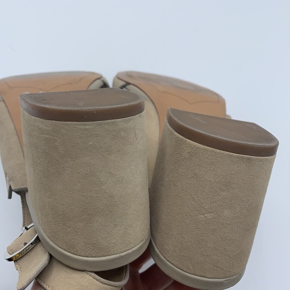 Sam Edelman Sandal Women 10 Beige Suede Seana Grommet Criss Cross Slingback Shoe - Picture 6 of 10